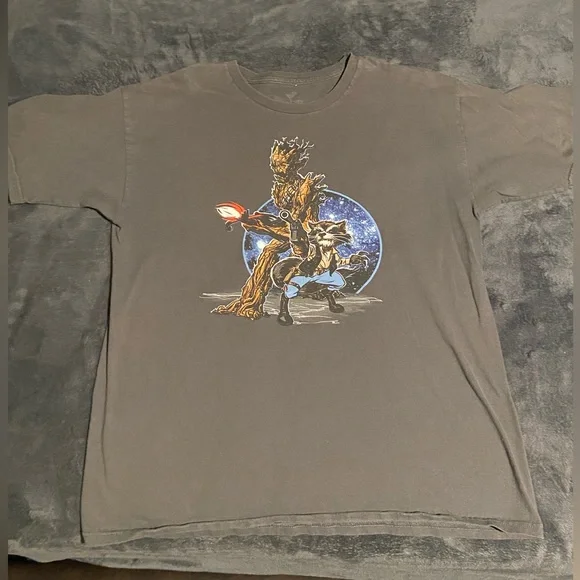 Disney Star Wars + Marvel Guardians of The Galaxy Mash Up Shirt - Rocket & Groot - Picture 2 of 3